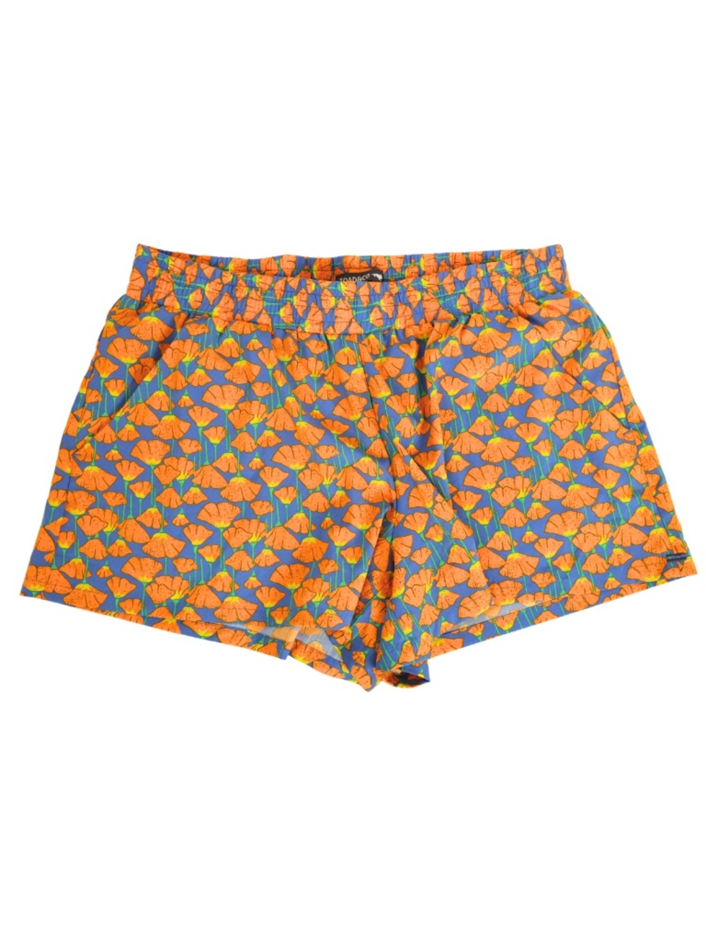 TOAD&CO Floral Athletic Shorts Medium Blue Orange Outdoor Hiking Running